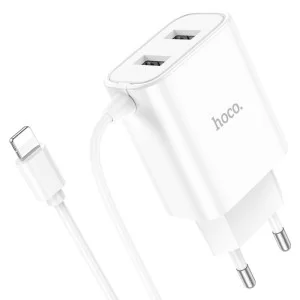 Incarcator de retea Hoco C103A Courser + Cablu Lightning [White]